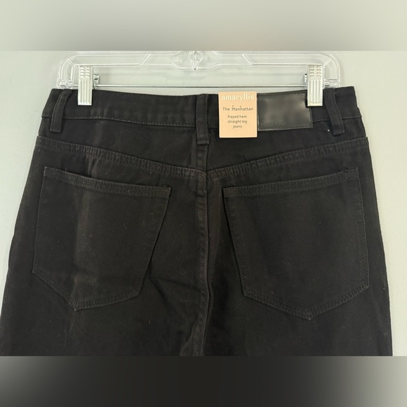 Amaryllis & Tayshia The Manhattan Black denim Jeans Sz 6 Frayed Hem Straight Leg - Picture 5 of 15
